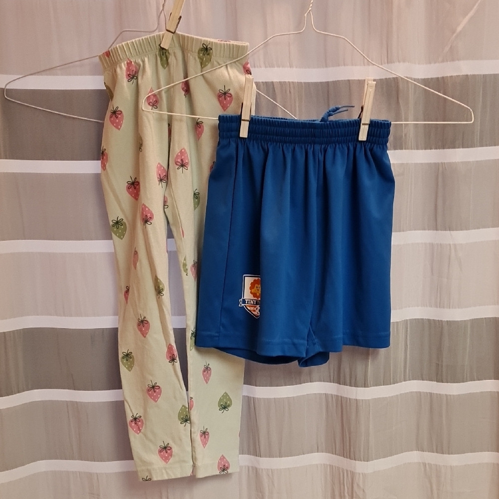 Blue Shorts and Strawberry Print Leggings - Really Cute